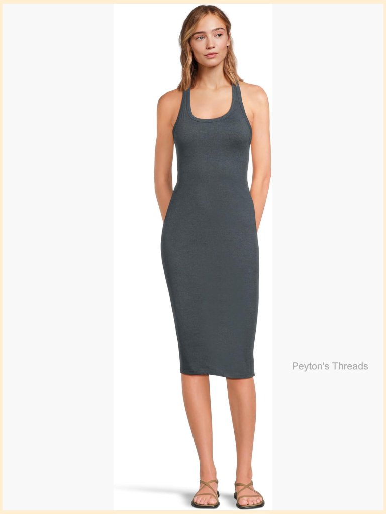 Moisture Wicking Racerback Midi Dress Scoop Neck Pull-On